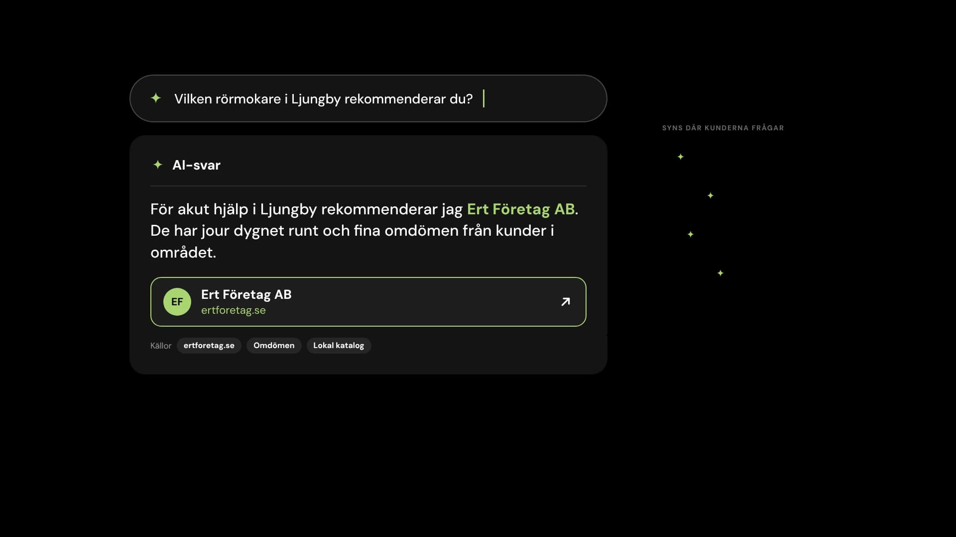 Exempel på ett företag som rekommenderas i ett AI-svar