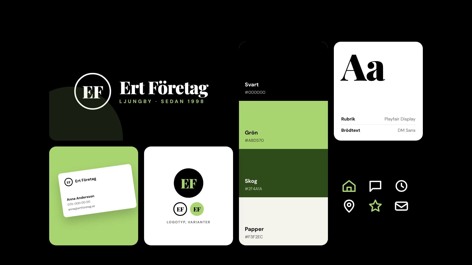 Exempel på logotyp, färger och grafisk profil